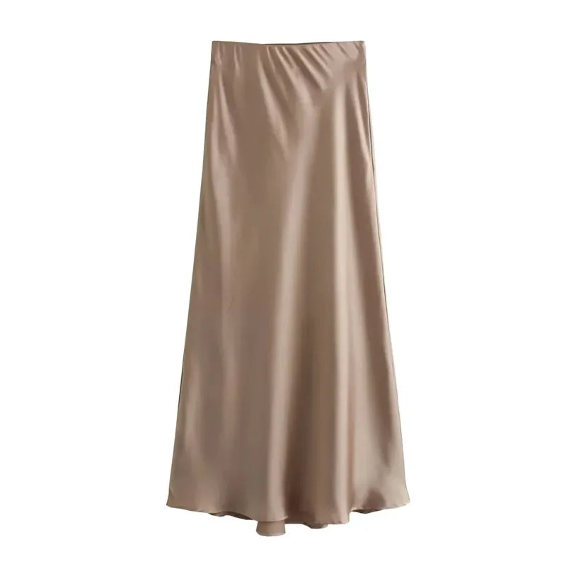 High Waist Satin Skirt