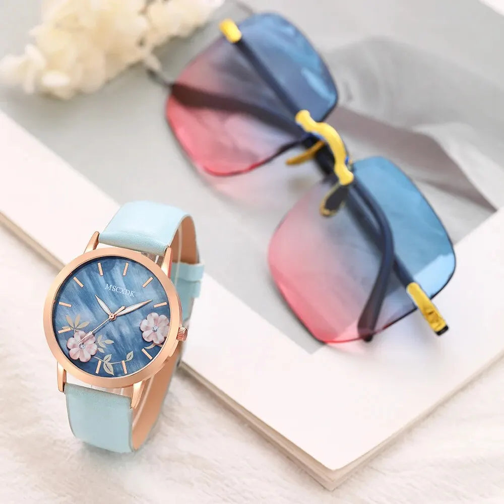 Classy Bracelet Watch & Glasses Set