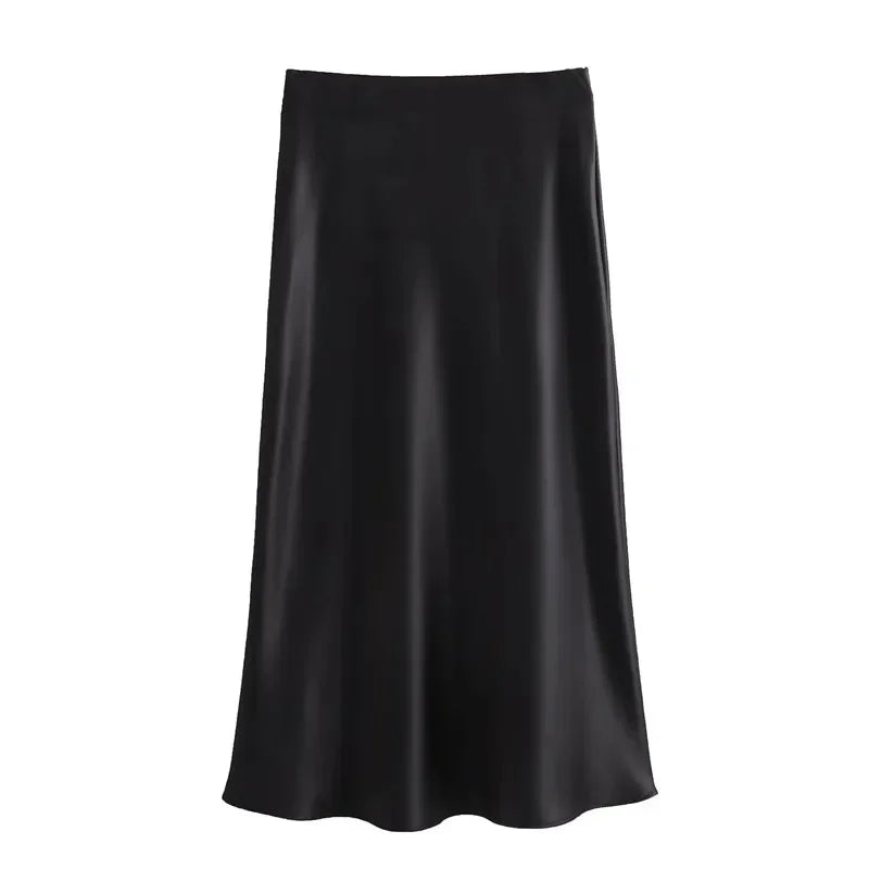 High Waist Satin Skirt