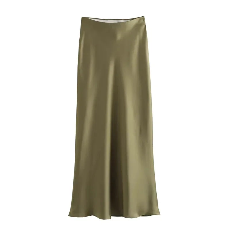 High Waist Satin Skirt