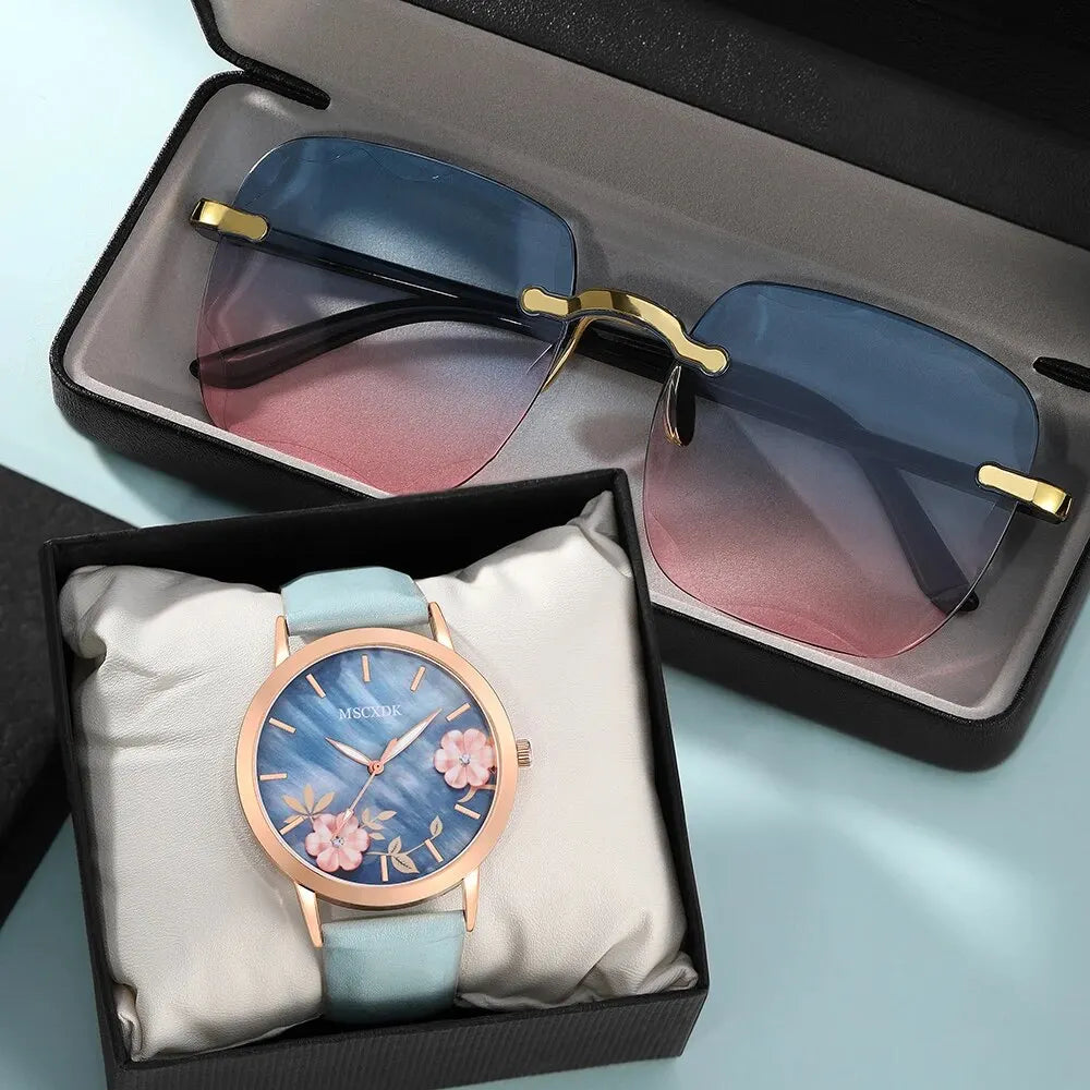 Classy Bracelet Watch & Glasses Set