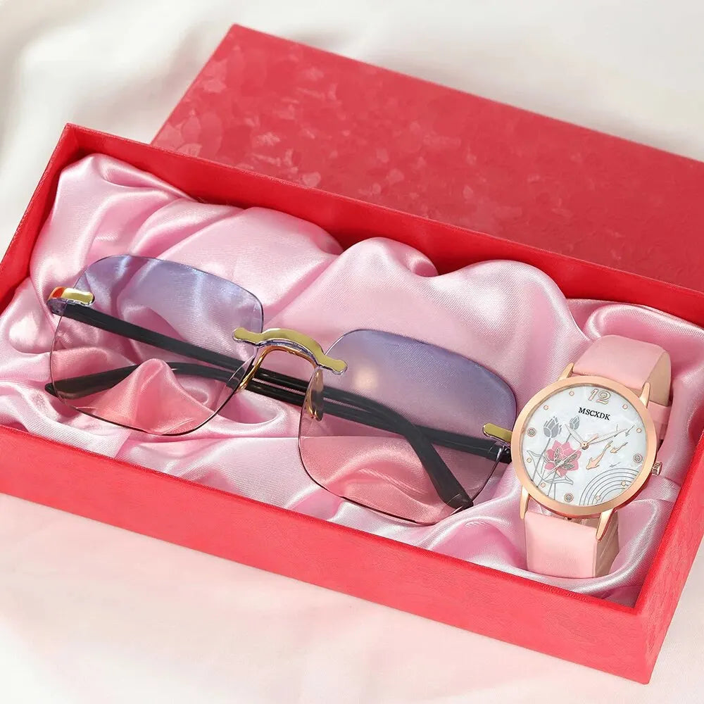 Classy Bracelet Watch & Glasses Set