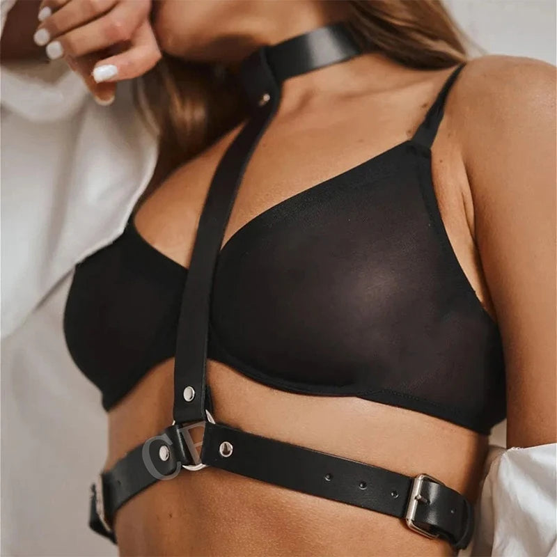 Sexy PU Leather Harness Lingerie